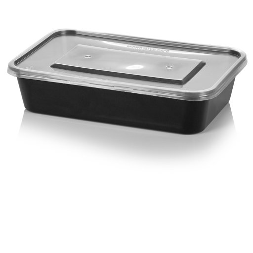 Plastic Microwave Container 500cc black & Lid combo